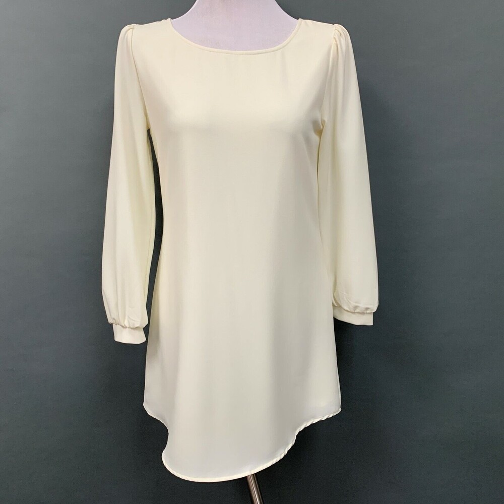 Tobi Women's Shift Dress Small Ivory Long‎ Sleeve
